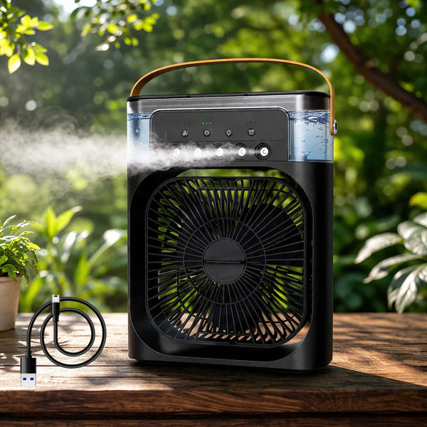 Portable Air Cooler Fan with Mist – USB Rechargeable Personal Cooling Device