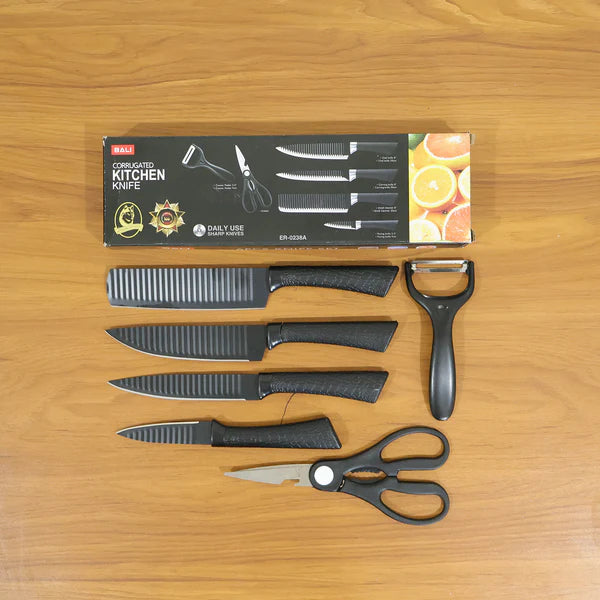 Ossica™ 6-in-1 Premium Kitchen Knife Set – Stainless Steel Knives with Scissors & Peeler